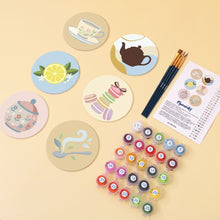 Load image into Gallery viewer, Paint by numbers 4" Coasters (6 pieces) - Tea Time