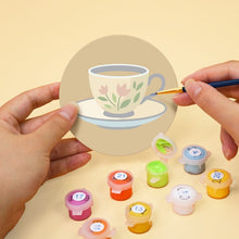 Load image into Gallery viewer, Paint by numbers 4" Coasters (6 pieces) - Tea Time