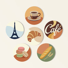 Load image into Gallery viewer, Paint by numbers 4" Coasters (6 pieces) - Paris Café Figured'Art