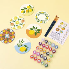 Load image into Gallery viewer, Paint by numbers 4" Coasters (6 pieces) - Lemon Garden