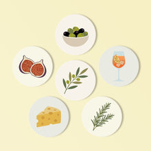 Load image into Gallery viewer, Paint by numbers 4" Coasters (6 pieces) - Mediterranean Flavors Figured'Art