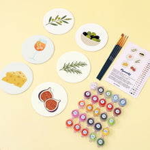 Load image into Gallery viewer, Paint by numbers 4" Coasters (6 pieces) - Mediterranean Flavors