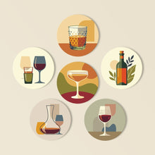 Load image into Gallery viewer, Paint by numbers 4" Coasters (6 pieces) - Wine Tasting Figured'Art