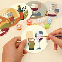 Load image into Gallery viewer, Paint by numbers 4" Coasters (6 pieces) - Wine Tasting