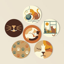 Load image into Gallery viewer, Paint by numbers 4" Coasters (6 pieces) - Cat Life Figured'Art