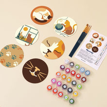 Load image into Gallery viewer, Paint by numbers 4" Coasters (6 pieces) - Cat Life