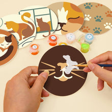 Load image into Gallery viewer, Paint by numbers 4" Coasters (6 pieces) - Cat Life