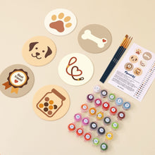 Load image into Gallery viewer, Paint by numbers 4" Coasters (6 pieces) - Puppy World