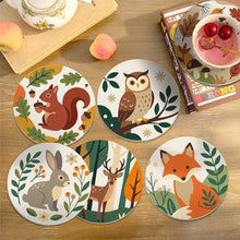 Load image into Gallery viewer, Paint by numbers 4" Coasters (6 pieces) - Forest Friends