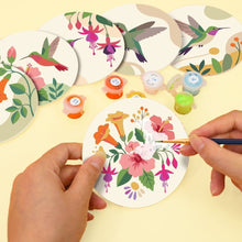 Load image into Gallery viewer, Paint by numbers 4" Coasters (6 pieces) - Hummingbird Dance