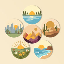 Load image into Gallery viewer, Paint by numbers 4" Coasters (6 pieces) - Natural Horizons Figured'Art