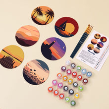 Load image into Gallery viewer, Paint by numbers 4" Coasters (6 pieces) - Sunset Horizons