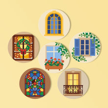 Load image into Gallery viewer, Paint by numbers 4" Coasters (6 pieces) - Enchanted Windows Figured'Art