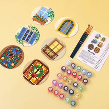 Load image into Gallery viewer, Paint by numbers 4" Coasters (6 pieces) - Enchanted Windows