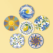 Load image into Gallery viewer, Paint by numbers 4" Coasters (6 pieces) - Mediterranean Motifs Figured'Art