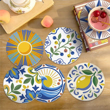 Load image into Gallery viewer, Paint by numbers 4" Coasters (6 pieces) - Mediterranean Motifs