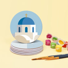 Load image into Gallery viewer, Paint by numbers 4" Coasters (6 pieces) - Summer in Greece