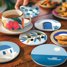 Load image into Gallery viewer, Paint by numbers 4" Coasters (6 pieces) - Summer in Greece