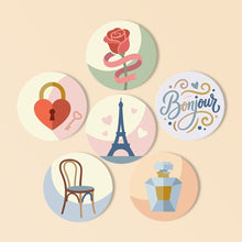 Load image into Gallery viewer, Paint by numbers 4" Coasters (6 pieces) - Bonjour Paris Figured'Art
