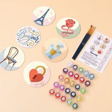 Load image into Gallery viewer, Paint by numbers 4" Coasters (6 pieces) - Bonjour Paris