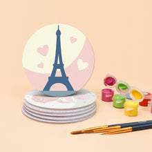 Load image into Gallery viewer, Paint by numbers 4" Coasters (6 pieces) - Bonjour Paris