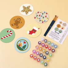 Load image into Gallery viewer, Paint by numbers 4" Coasters (6 pieces) - Christmas Magic