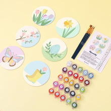 Load image into Gallery viewer, Paint by numbers 4" Coasters (6 pieces) - Spring Blossoms