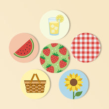 Load image into Gallery viewer, Paint by numbers 4" Coasters (6 pieces) - Summer Picnic Figured'Art