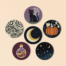 Load image into Gallery viewer, Paint by numbers 4" Coasters (6 pieces) - Halloween Magic Figured'Art