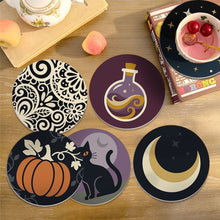 Load image into Gallery viewer, Paint by numbers 4" Coasters (6 pieces) - Halloween Magic