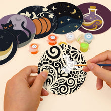 Load image into Gallery viewer, Paint by numbers 4" Coasters (6 pieces) - Halloween Magic
