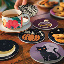 Load image into Gallery viewer, Paint by numbers 4" Coasters (6 pieces) - Halloween Magic
