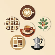 Load image into Gallery viewer, Paint by numbers 4" Coasters (6 pieces) - Coffee Break Figured'Art