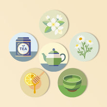 Load image into Gallery viewer, Paint by numbers 4" Coasters (6 pieces) - Herbal Infusion Figured'Art