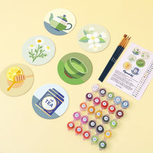 Load image into Gallery viewer, Paint by numbers 4" Coasters (6 pieces) - Herbal Infusion
