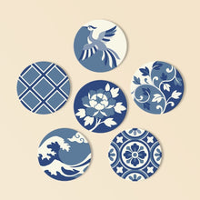 Load image into Gallery viewer, Paint by numbers 4" Coasters (6 pieces) - Mediterranean Blue Figured'Art