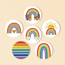 Load image into Gallery viewer, Paint by numbers 4" Coasters (6 pieces) - Colorful Rainbow Figured'Art