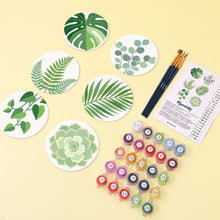 Load image into Gallery viewer, Paint by numbers 4" Coasters (6 pieces) - Green Oasis