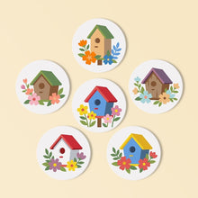 Load image into Gallery viewer, Paint by numbers 4" Coasters (6 pieces) - Birdhouse Village Figured'Art