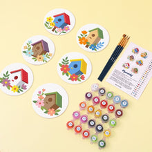 Load image into Gallery viewer, Paint by numbers 4" Coasters (6 pieces) - Birdhouse Village