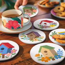 Load image into Gallery viewer, Paint by numbers 4" Coasters (6 pieces) - Birdhouse Village