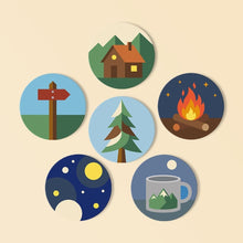 Load image into Gallery viewer, Paint by numbers 4" Coasters (6 pieces) - Camping Nights Figured'Art
