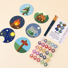 Load image into Gallery viewer, Paint by numbers 4" Coasters (6 pieces) - Camping Nights