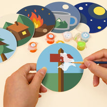 Load image into Gallery viewer, Paint by numbers 4" Coasters (6 pieces) - Camping Nights