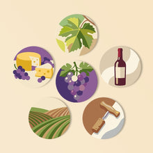 Load image into Gallery viewer, Paint by numbers 4" Coasters (6 pieces) - Wine Lover Figured'Art