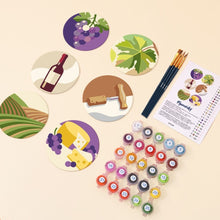 Load image into Gallery viewer, Paint by numbers 4" Coasters (6 pieces) - Wine Lover