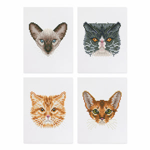 Mini Diamond Painting 6"x8" (4 pieces) - Feline Friends