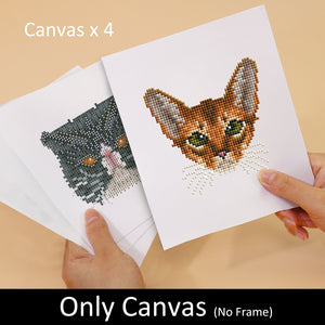 Mini Diamond Painting 6"x8" (4 pieces) - Feline Friends