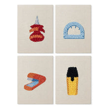 Load image into Gallery viewer, Punch Needle Kits (4 pieces) with frames - Cute Stationery 1 Figured'Art