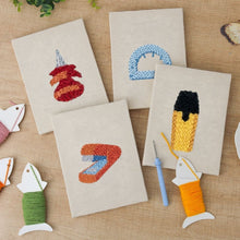 Load image into Gallery viewer, Punch Needle Kits (4 pieces) with frames - Cute Stationery 1